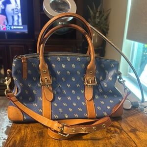 Dooney & Bourke Blue and Tan Crossbody Bag